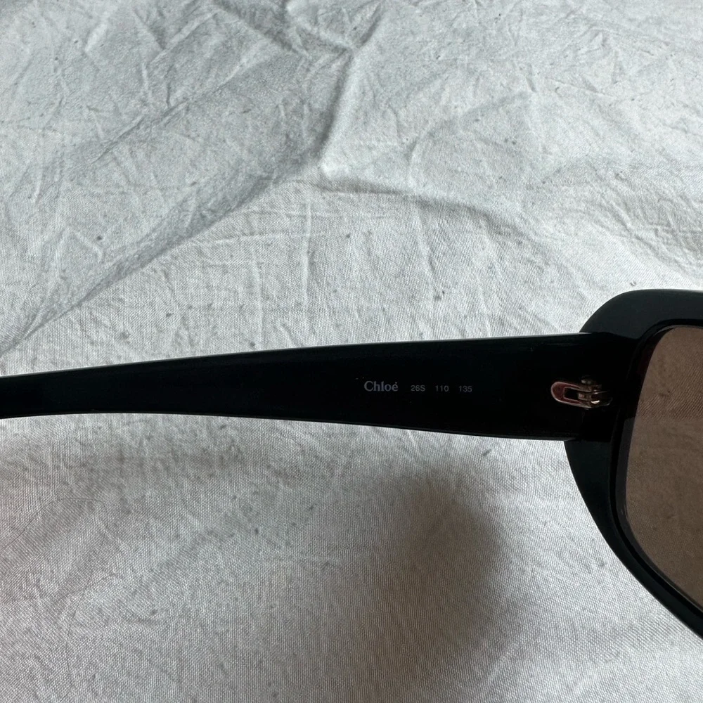 Chloe Brown Rectangular Sunglasses with Blue Case - Picture 5 of 5